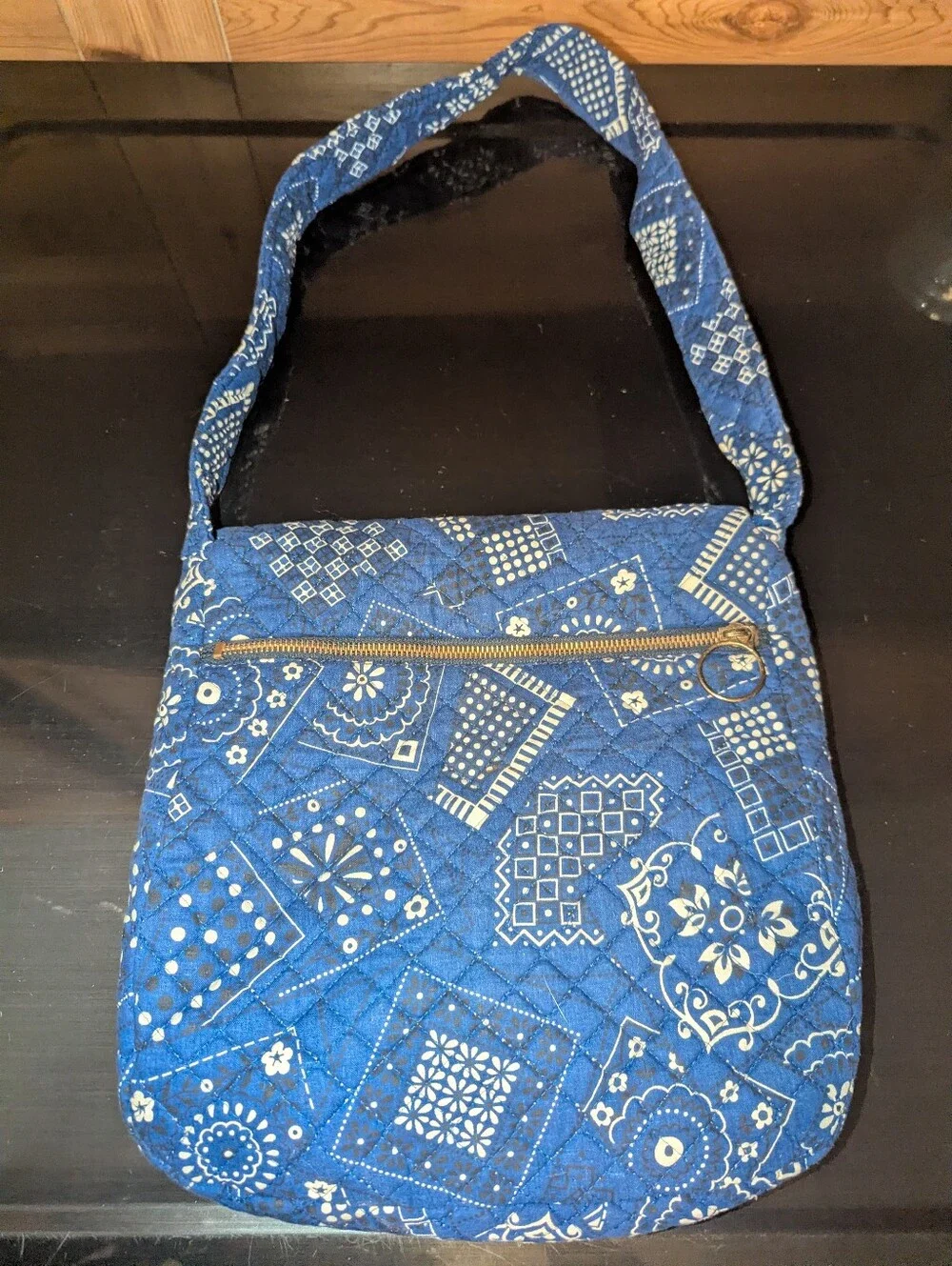 Vintage Quilted Blue Bandana Shoulder Bag